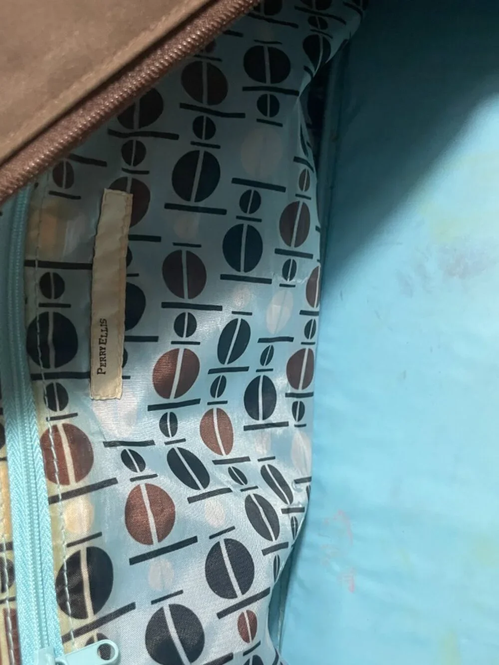 Perry Ellis Brown Overnight Travel Duffle Bag Weekender Carry On Shoulder Tote